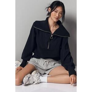 [Varley] Black Vine Half Zip Oversized Ribbed Pullover Sweatshirt Size Large L